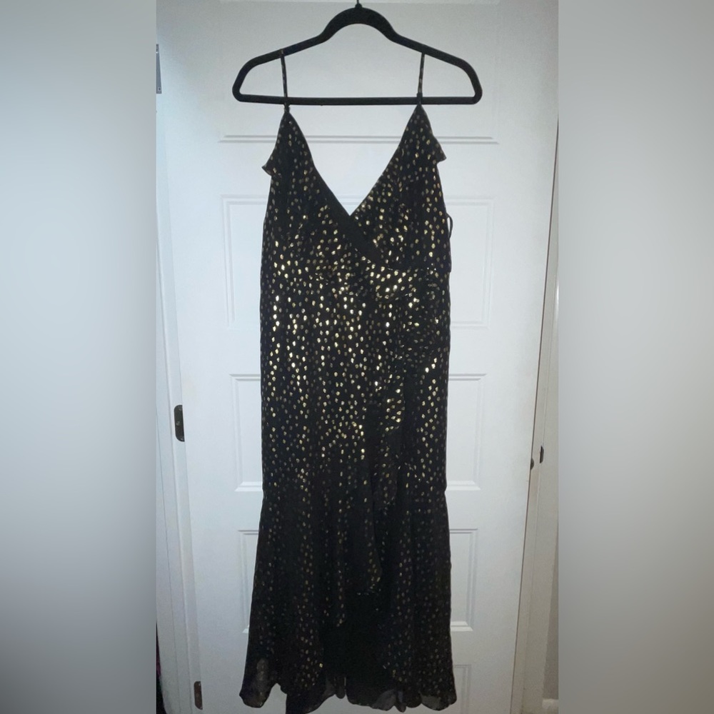 Polka dot wrap midi dress